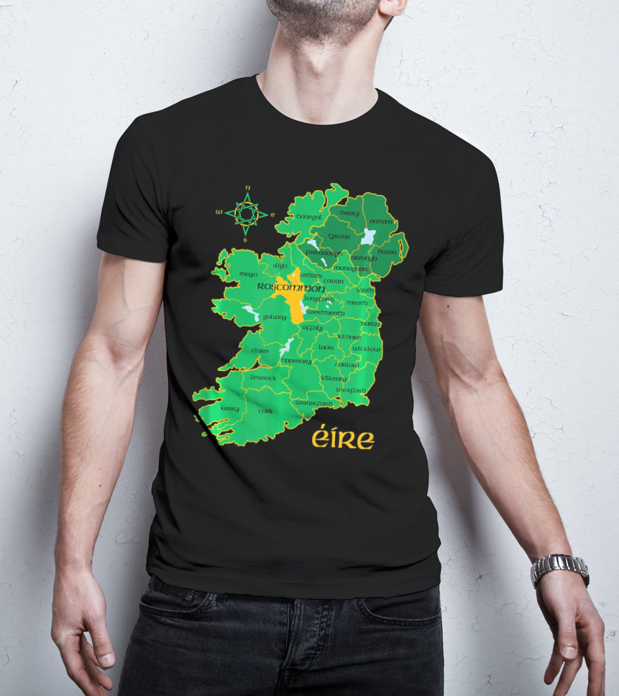Roscommon Ireland Irish County Map Éire T-Shirt
