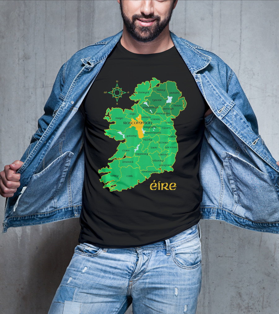 Roscommon Ireland Irish County Map Éire T-Shirt