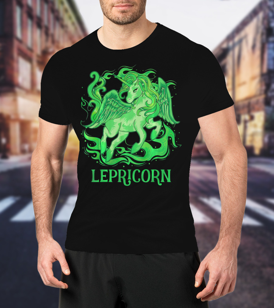Lepricorn Green Unicorn With Wings T-Shirt