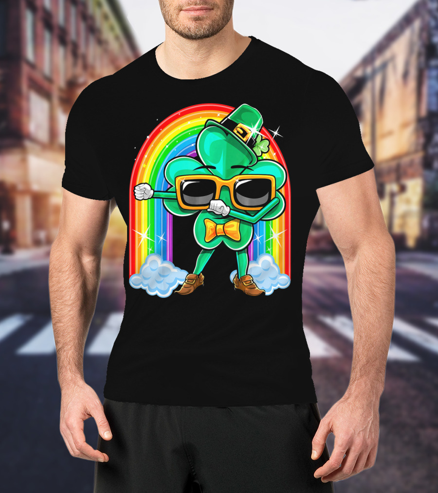 Flossing Shamrock St. Patricks Day Rainbow T-Shirt