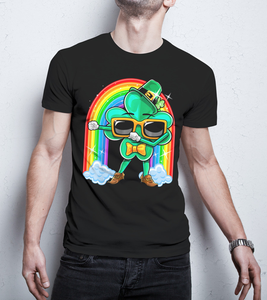 Flossing Shamrock St. Patricks Day Rainbow T-Shirt