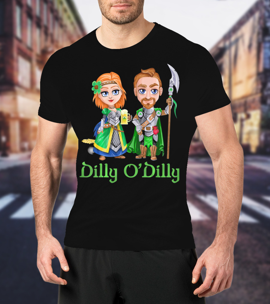 St. Patricks Day Dilly O'Dilly With Fantasy Characters And Shamrock Ale T-Shirt