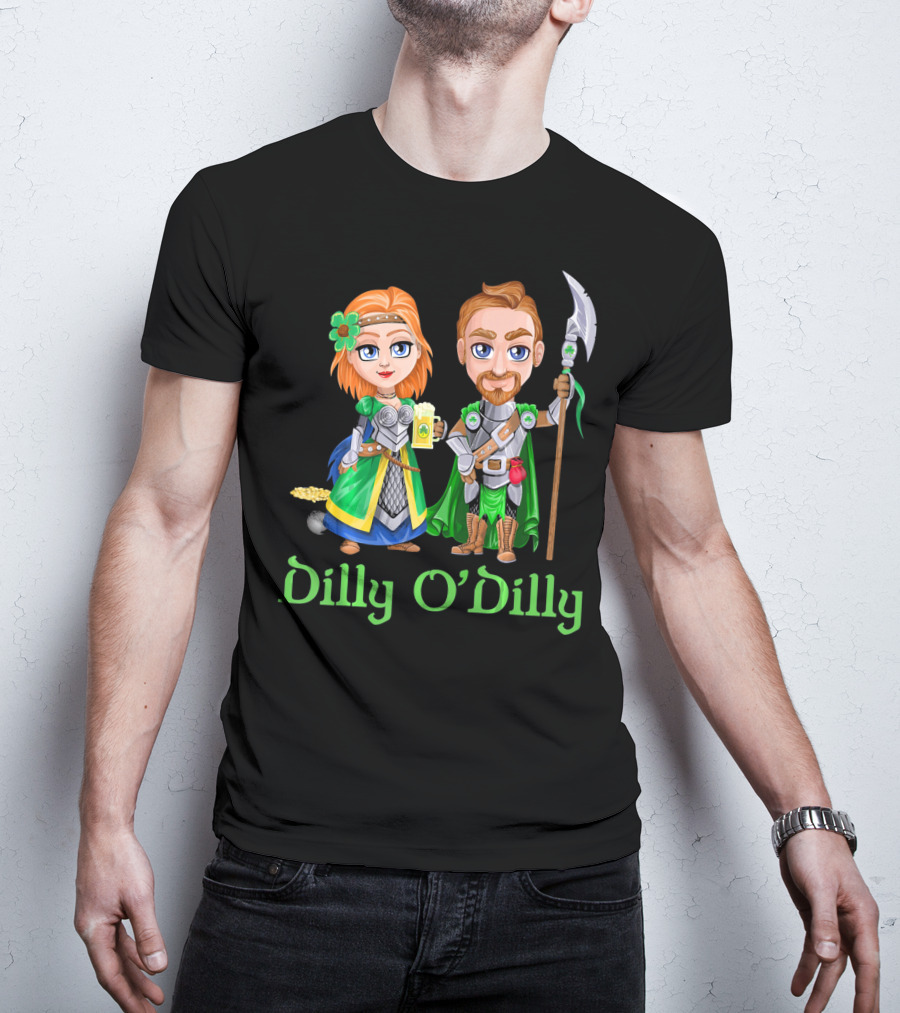 St. Patricks Day Dilly O'Dilly With Fantasy Characters And Shamrock Ale T-Shirt
