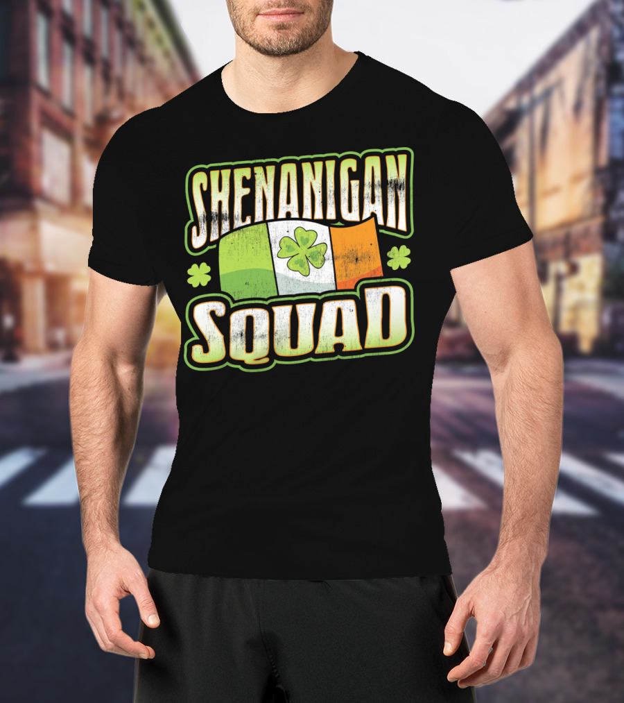 Shenanigan Squad Irish Flag Clover Retro T-Shirt