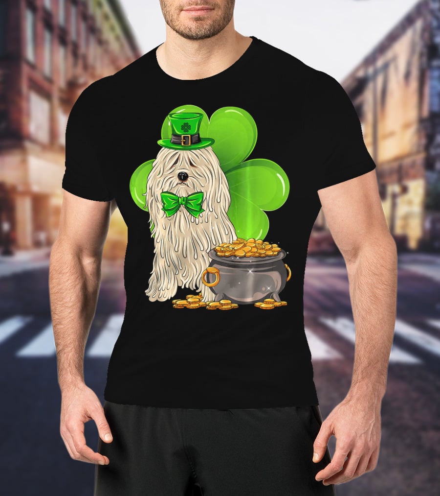 Puli Dog St Patricks Day Leprechaun With Pot Of Gold And Shamrock T-Shirt