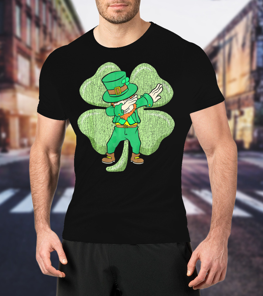 St. Patrick's Paddy's Irish Dabbing Leprechaun With Shamrock T-Shirt