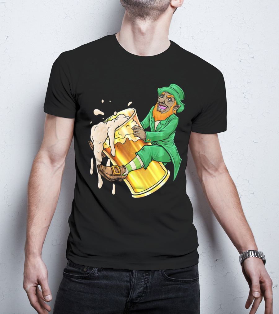 Black Leprechaun Beer African Amer T-Shirt