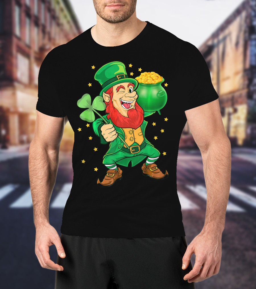 St Patricks Day Leprechauns Pot Of Gold And Shamrock T-Shirt
