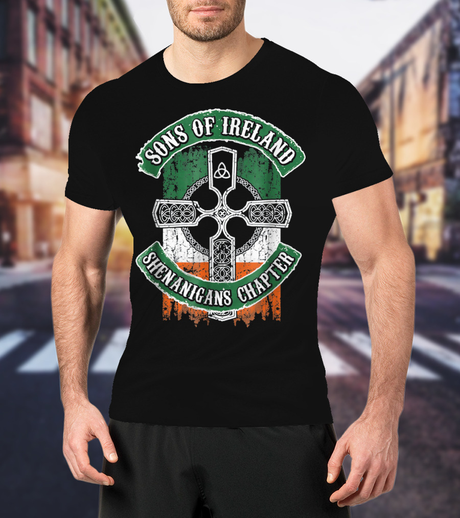 Sons Of Ireland Celtic Cross Flag Shenanigans Chapter T-Shirt