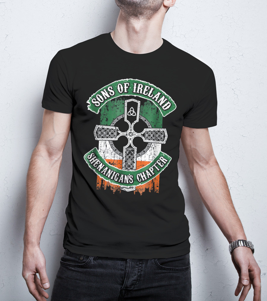 Sons Of Ireland Celtic Cross Flag Shenanigans Chapter T-Shirt