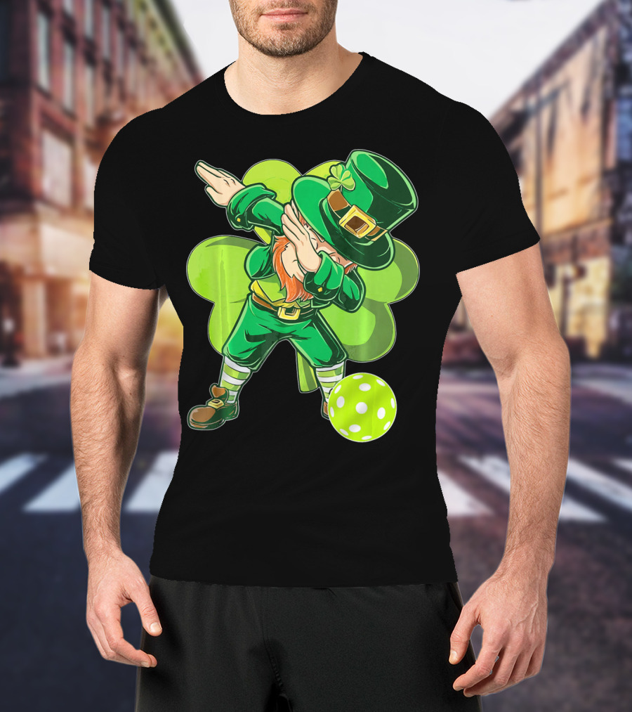 Funny Dabbing Leprechaun Pickleball Sport T-Shirt