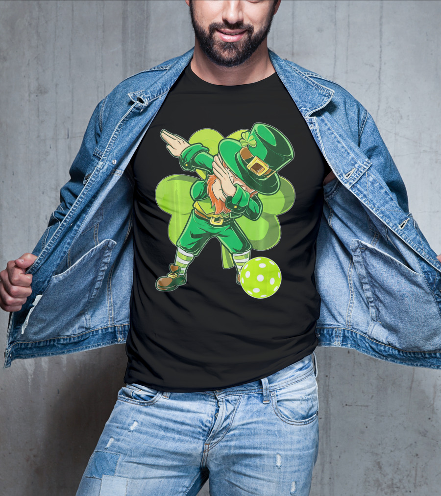 Funny Dabbing Leprechaun Pickleball Sport T-Shirt