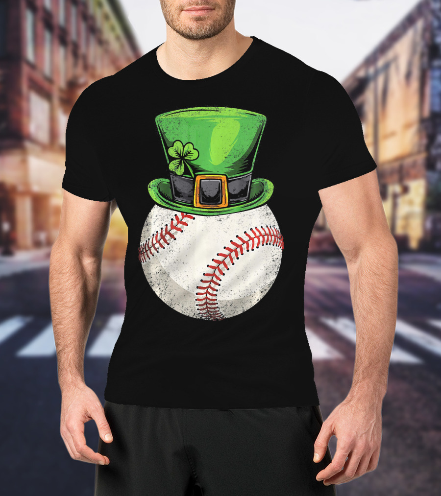 St Patricks Baseball Leprechaun Shamrock Hat T-Shirt