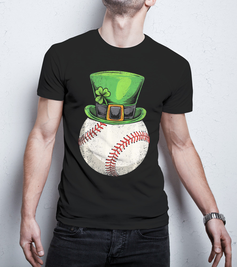 St Patricks Baseball Leprechaun Shamrock Hat T-Shirt