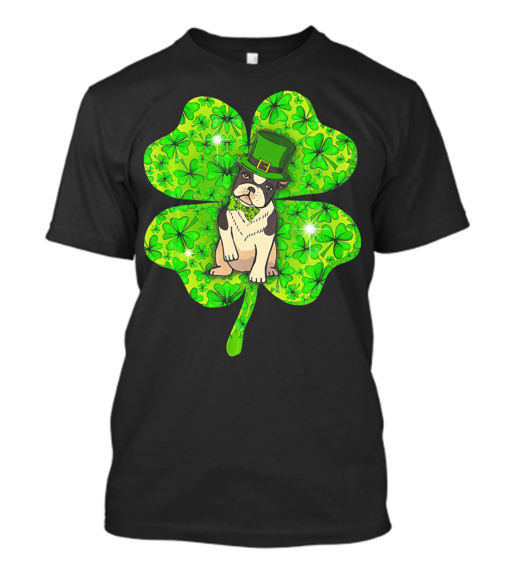 French Bulldog With Irish Shamrock And Leprechaun Hat T-Shirt
