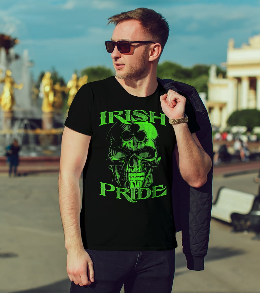 Irish Pride Shamrock Skull T-Shirt