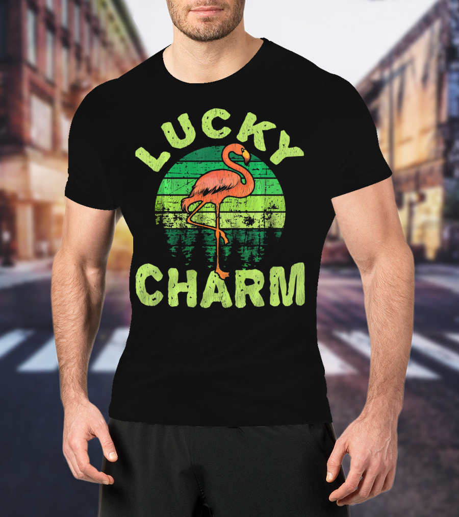 Lucky Charm Flamingo Vintage Bird Lovers T-Shirt
