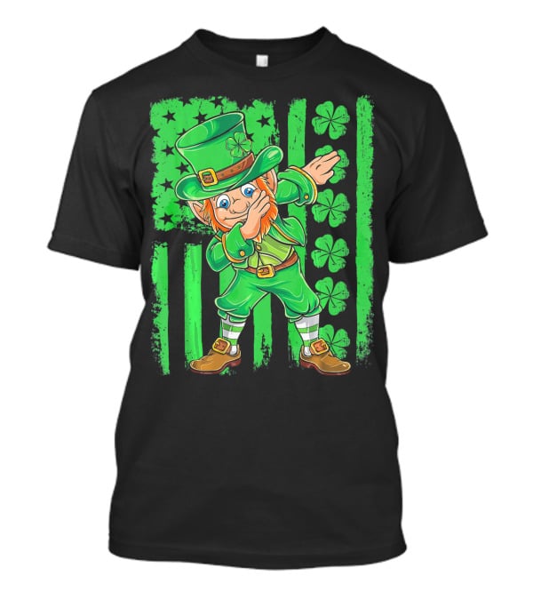 St Patricks Day Leprechaun Dab Shamrock Flag T-Shirt