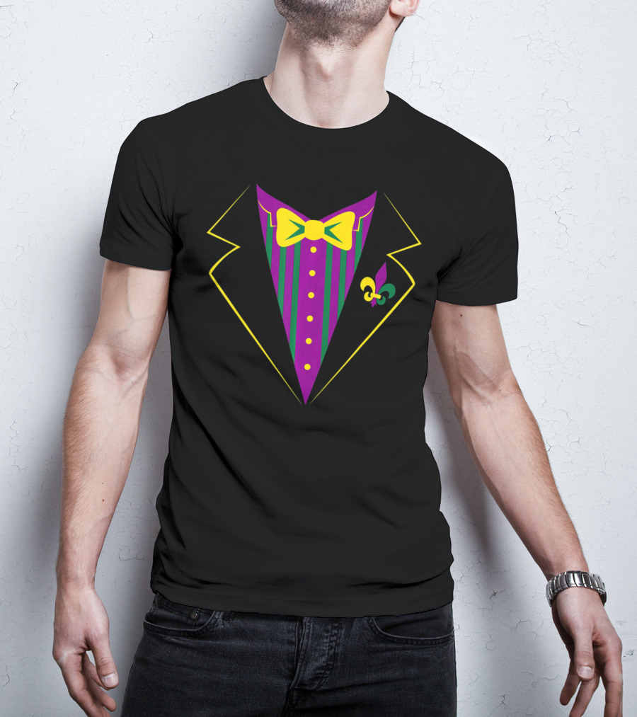 Funny Mardi Gras Tuxedo Party Celebration Fleur-de-lis T-Shirt