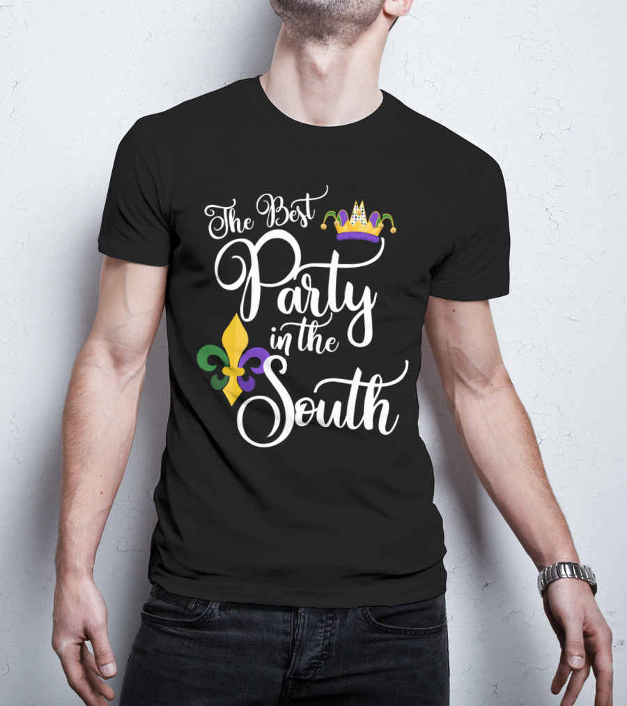 The Best Party In The South Mardi Gras Fleur-de-Lis Crown T-Shirt