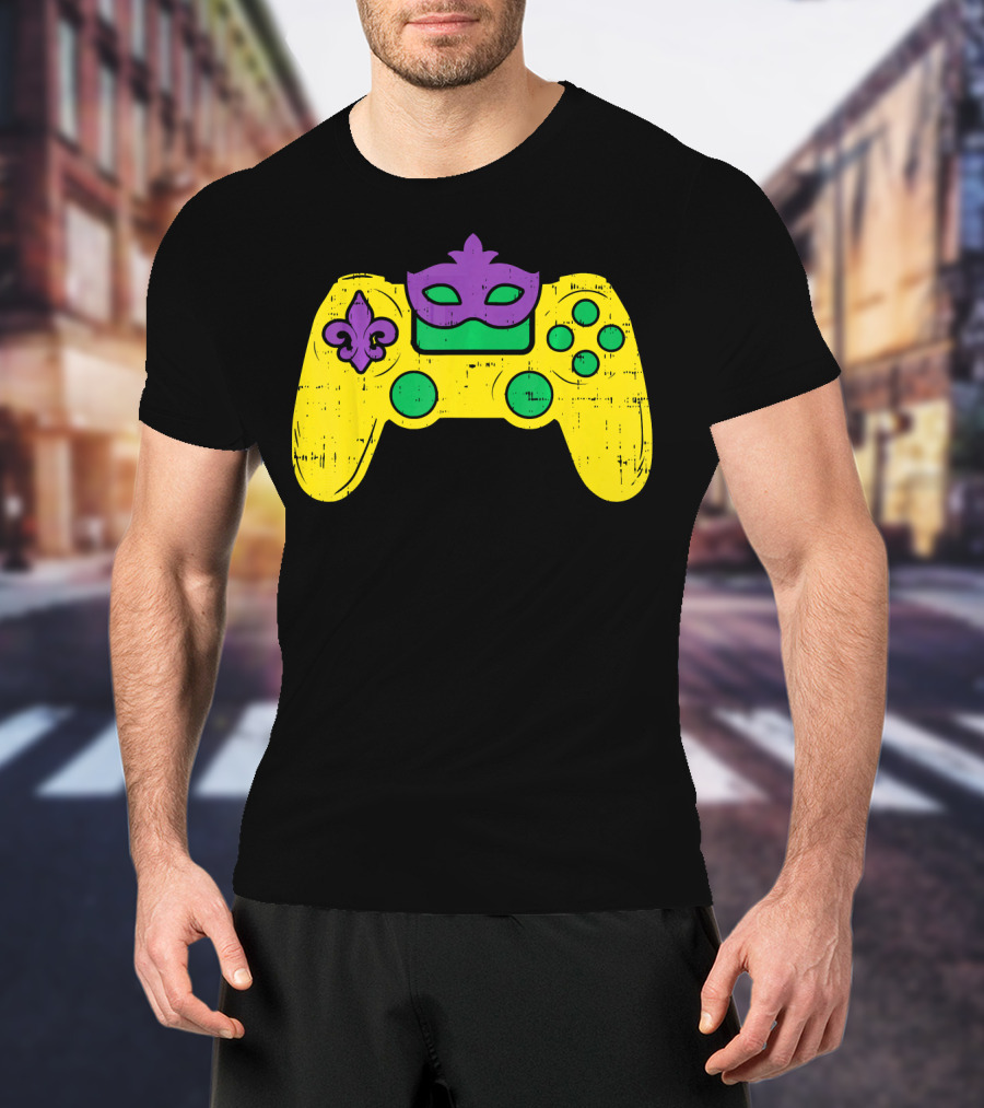 Mardi Gras Video Game Controller Gamer E Sports T-Shirt