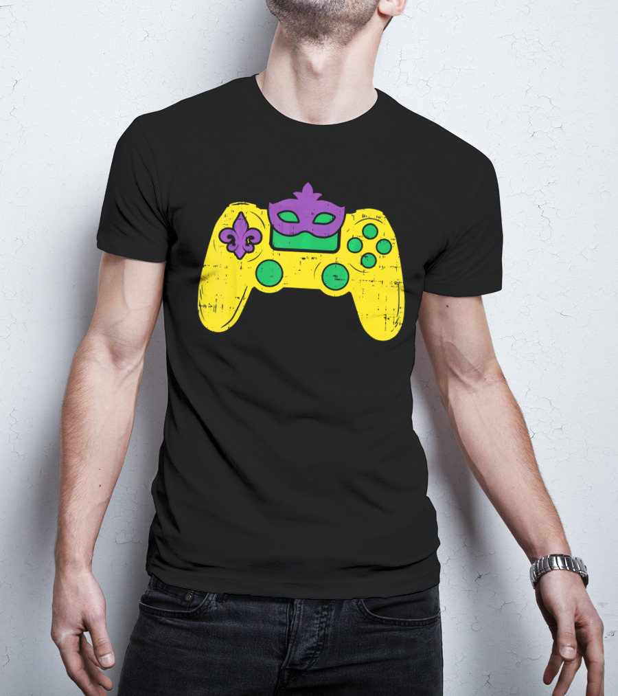 Mardi Gras Video Game Controller Gamer E Sports T-Shirt