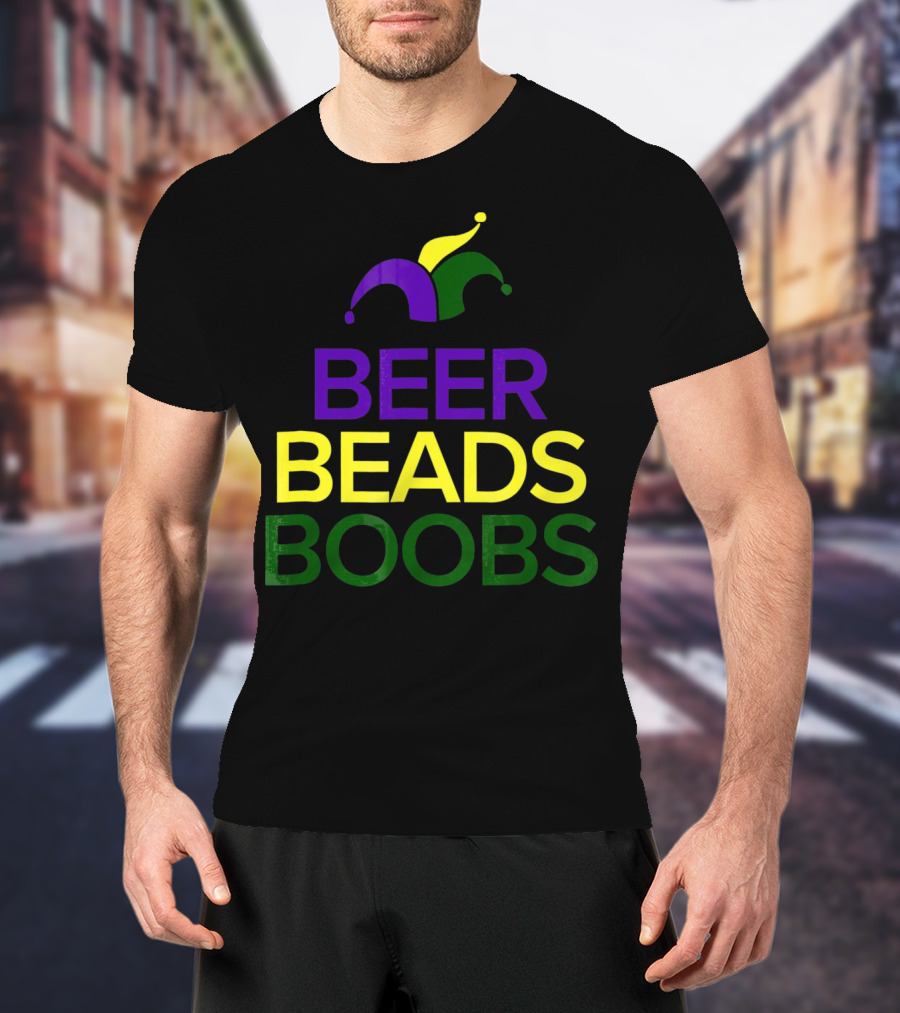 BEER BEADS BOOBS MARDI GRAS JESTER HAT T-Shirt