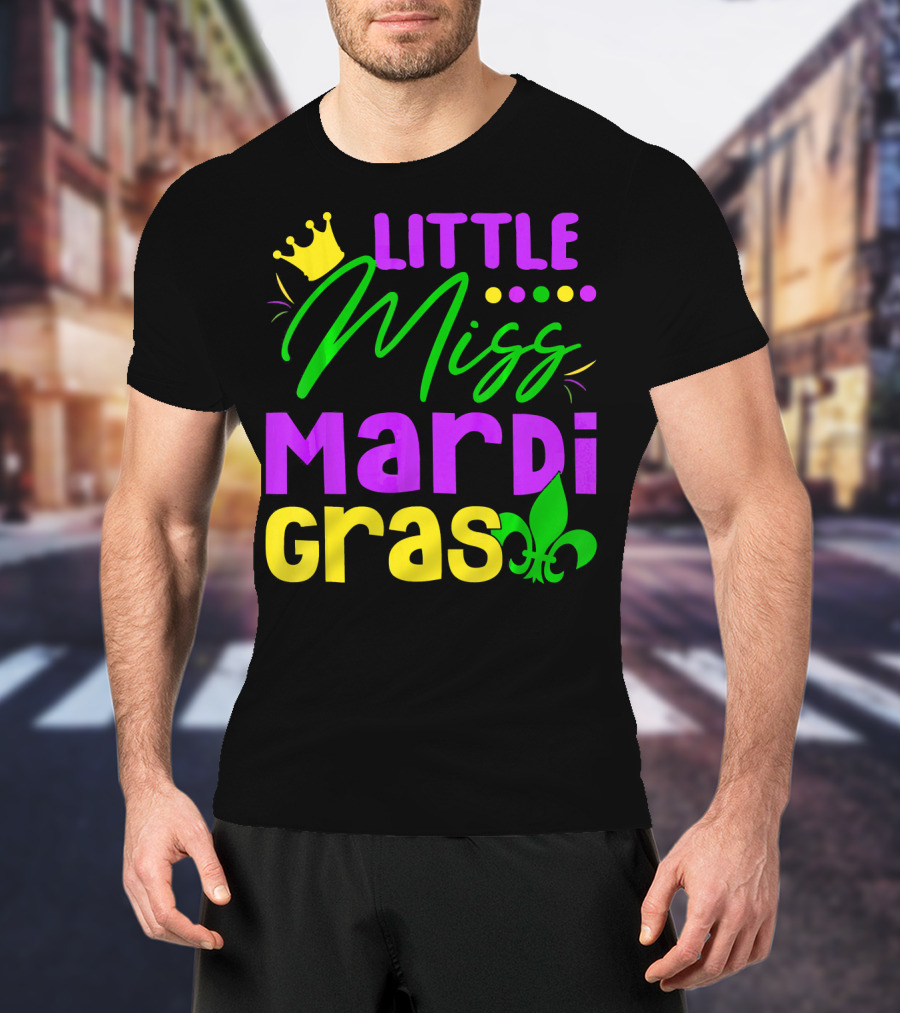 Little Miss Mardi Gras Fleur-de-Lis Crown Carnival T-Shirt