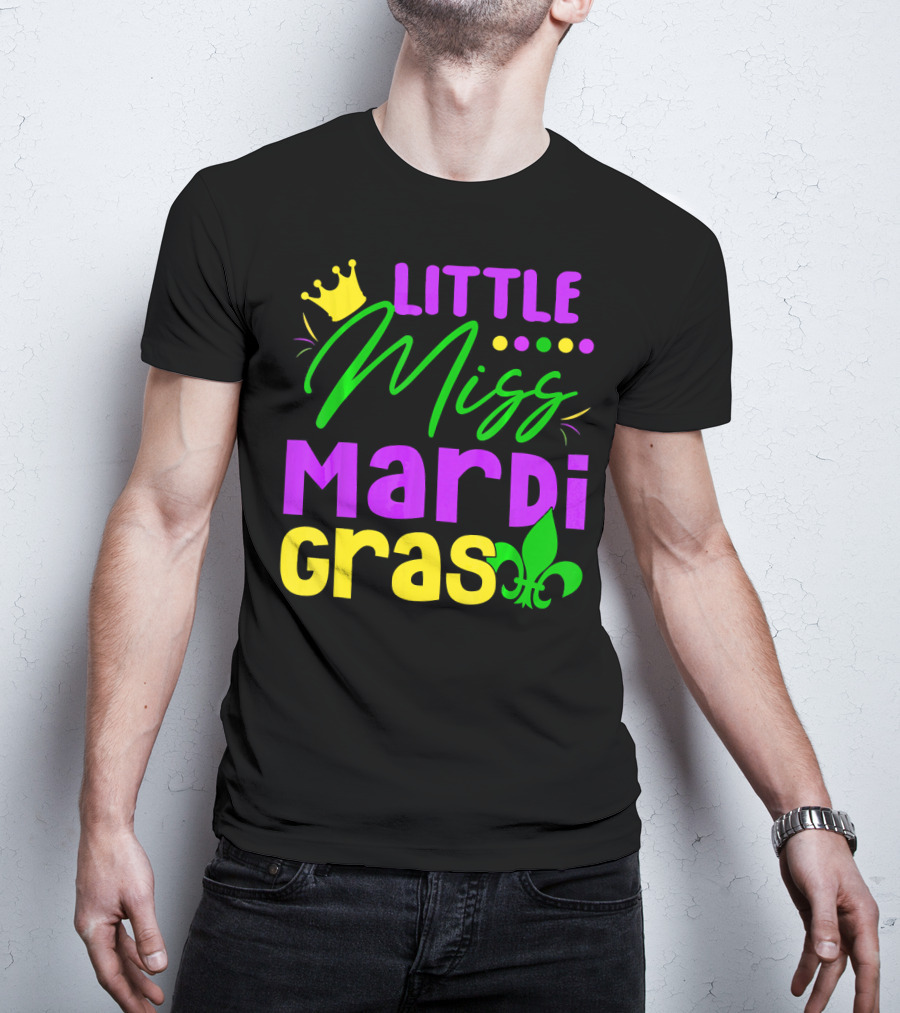 Little Miss Mardi Gras Fleur-de-Lis Crown Carnival T-Shirt