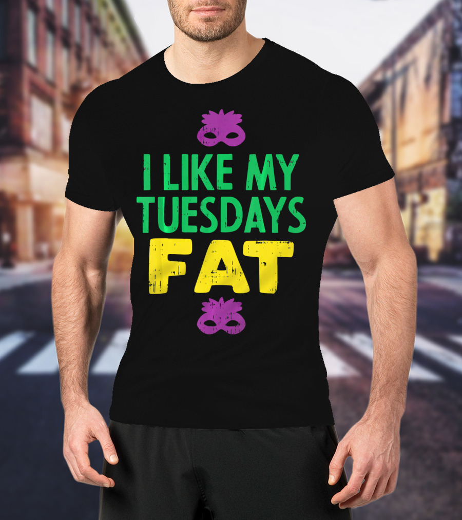 I Like My Tuesdays Fat Mardi Gras Jester Mask T-Shirt