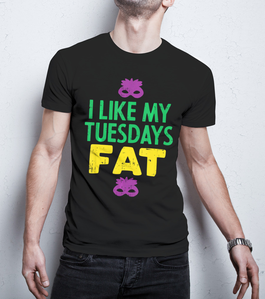 I Like My Tuesdays Fat Mardi Gras Jester Mask T-Shirt
