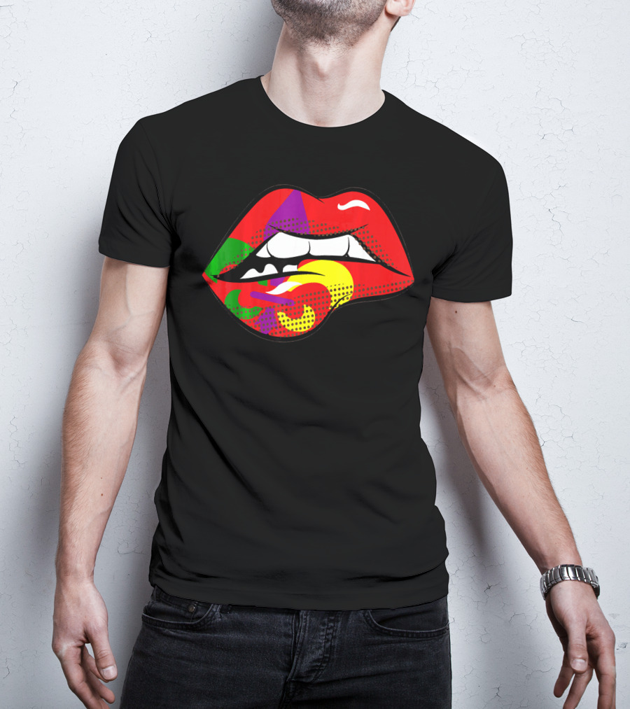 Mardi Gras Fleur De Lis Lips Party Pop T-Shirt