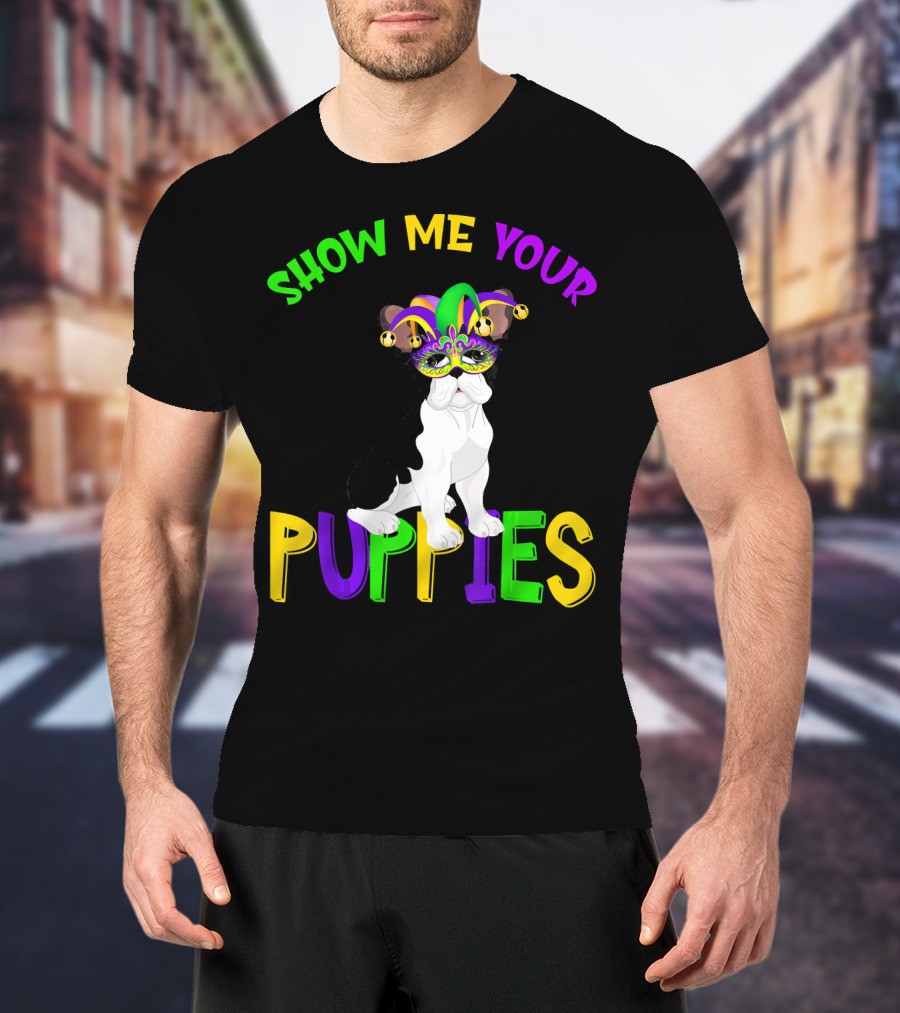 Show Me Your Puppies French Bulldogs Jester Hat T-Shirt