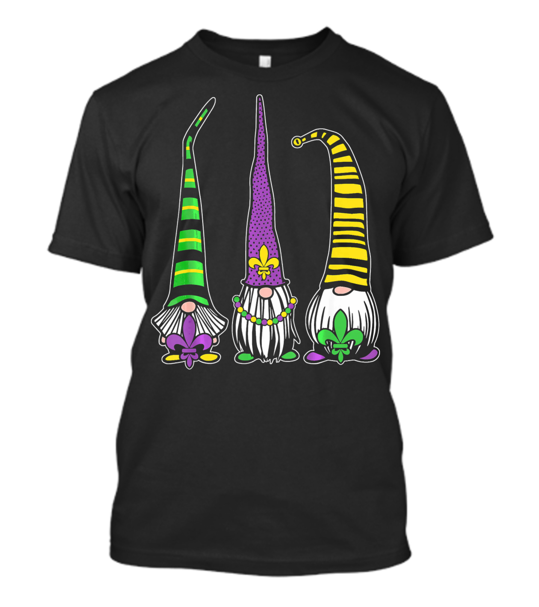 Cute Gnomes Mardi Gras Tuesday Gnome Bea Festival Fleur De Lis T-Shirt
