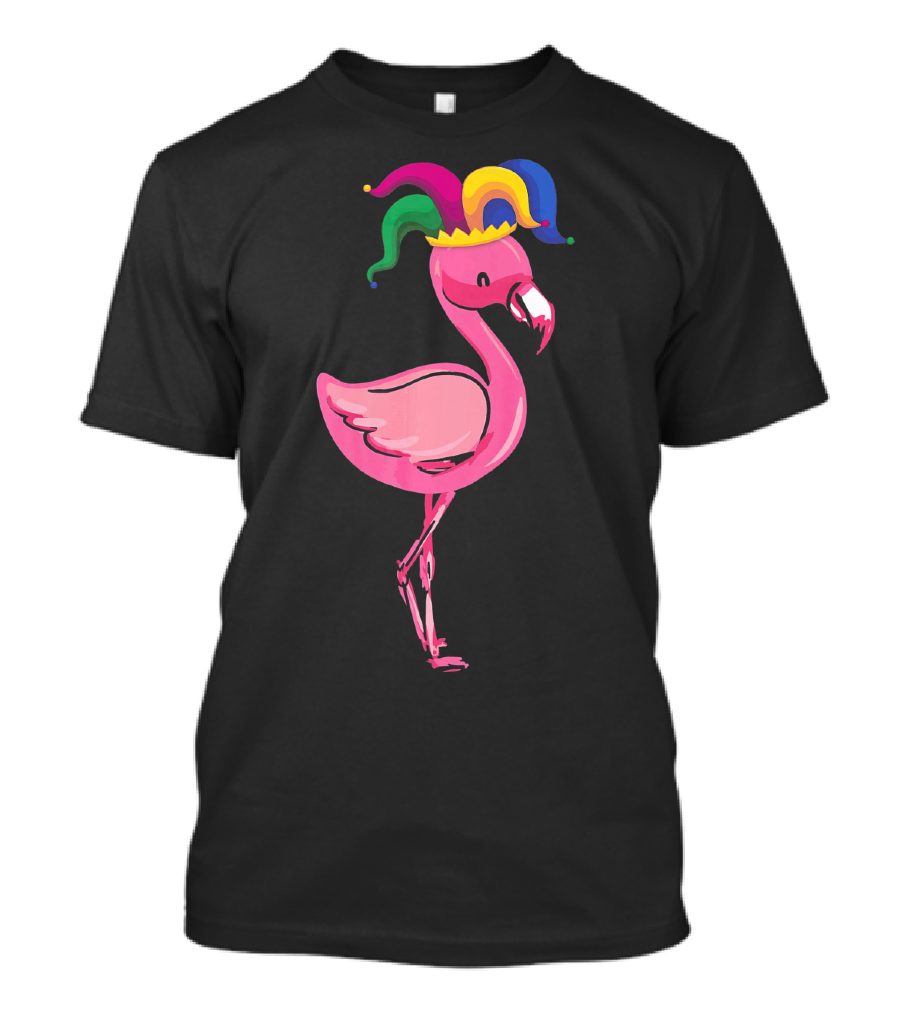 Flamingo With Jester Hat Mardi Gras Costume T-Shirt