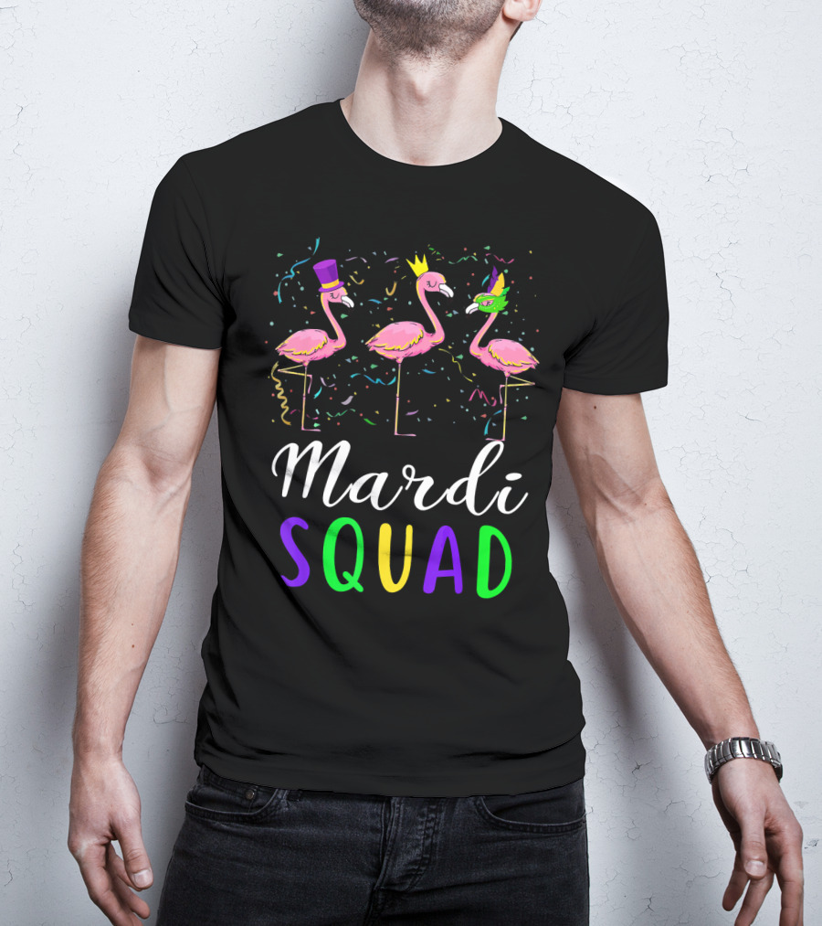 Mardi Gras Flamingo Squad Festival T-Shirt