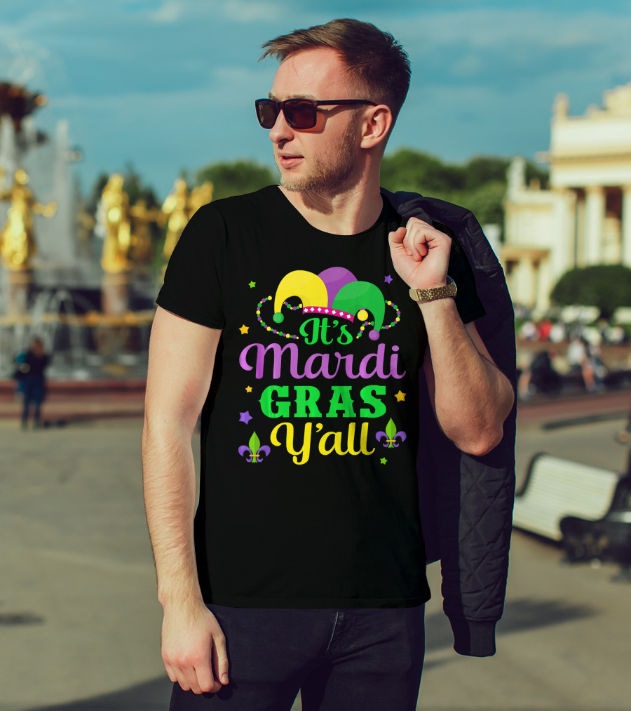 It's Mardi Gras Y'all Jester Hat Fleur-de-lis Stars T-Shirt