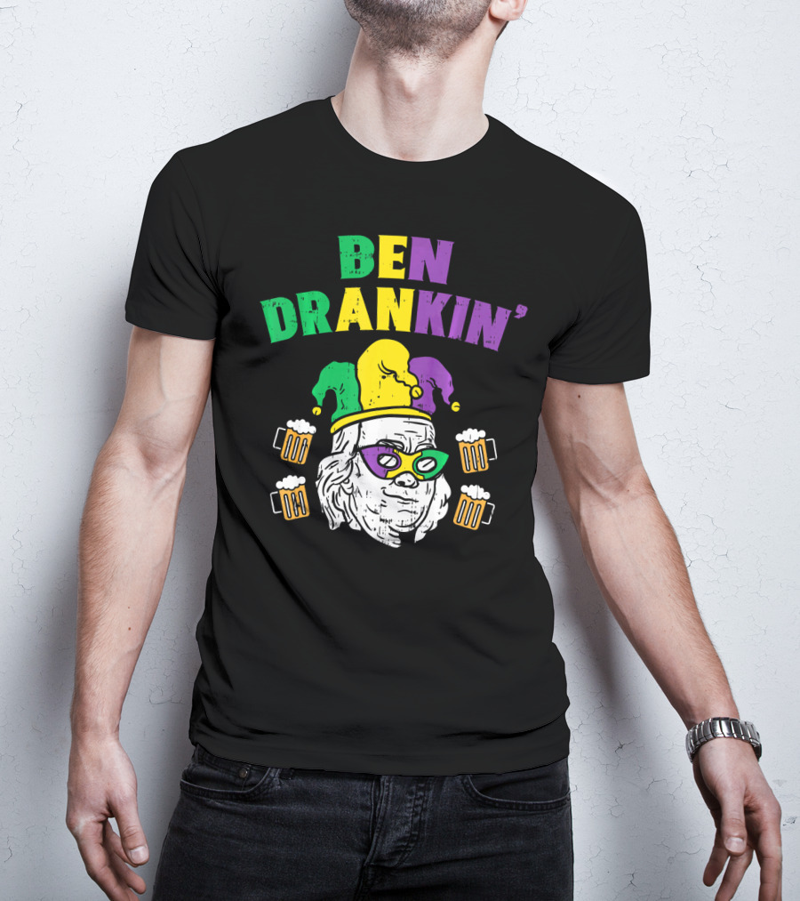 Ben Drankin' Franklin Jester Mask Beer Mugs T-Shirt