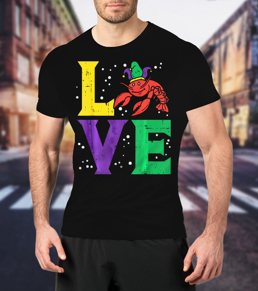 Love Crawfish Jester Hat Mardi Gras T-Shirt