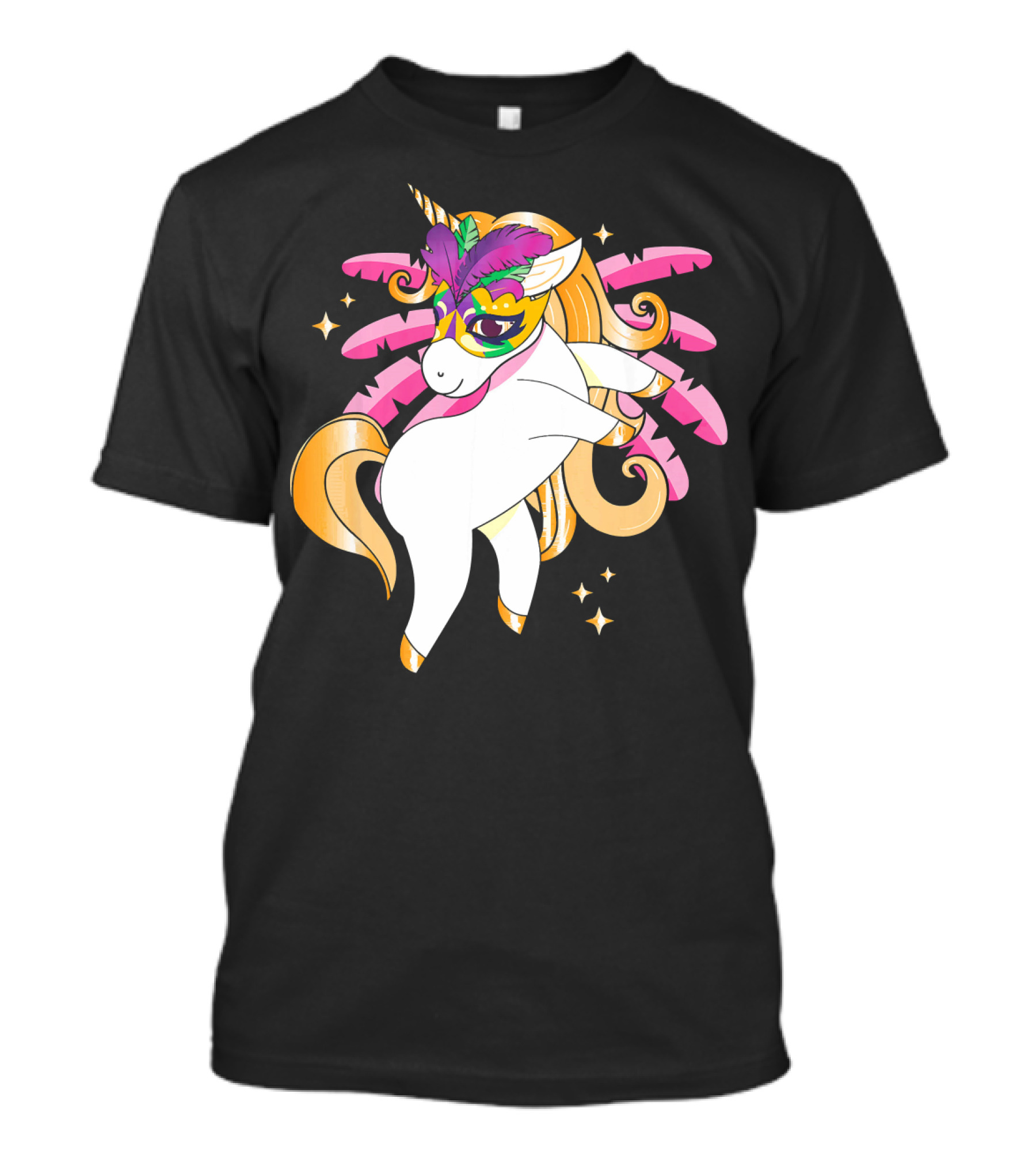 Mardi Gras Unicorn New Orleans LA Party Masked T-Shirt