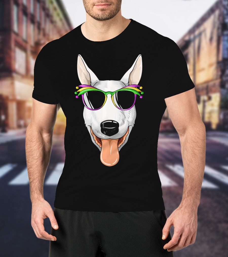 Bull Terrier Mardi Gras Carnival Sunglasses Mask T-Shirt