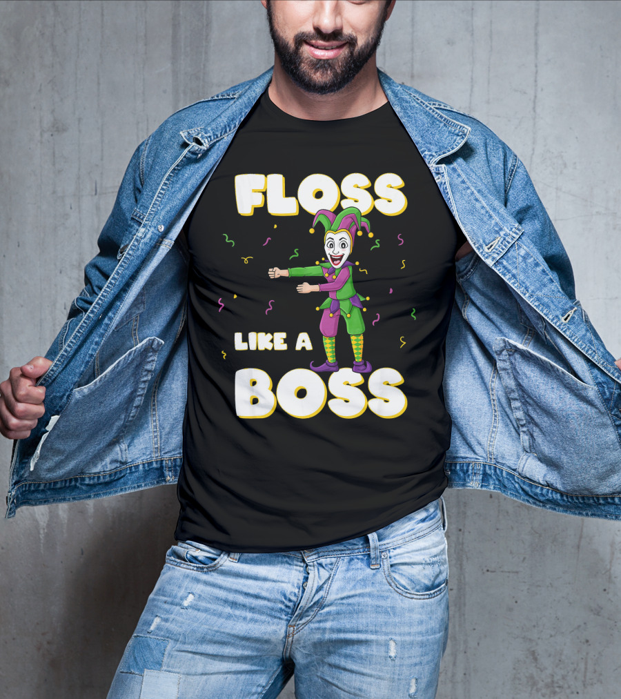 Floss Like A Boss Mardi Gras Joker Floss Jester Festive Dance T-Shirt
