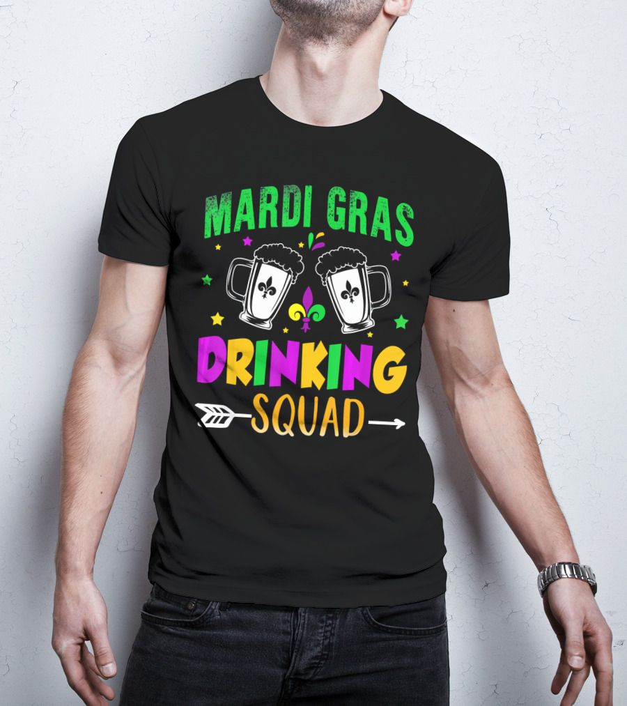Mardi Gras Drinking Squad Beer Mug Fleur De Lis Party T-Shirt