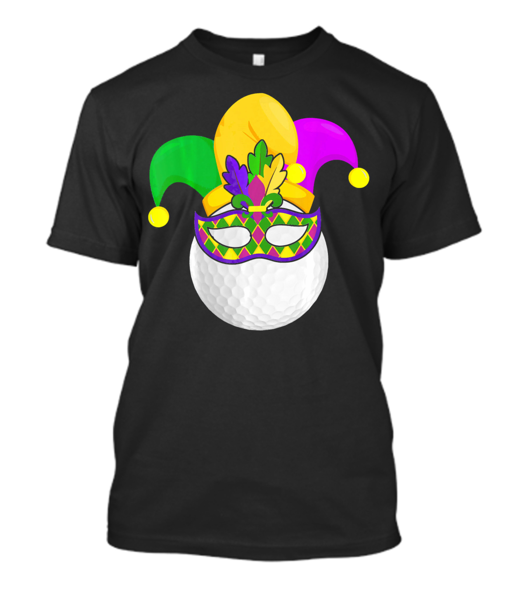 Golf Ball Mardi Gras Jester Hat Carnival Mask T-Shirt