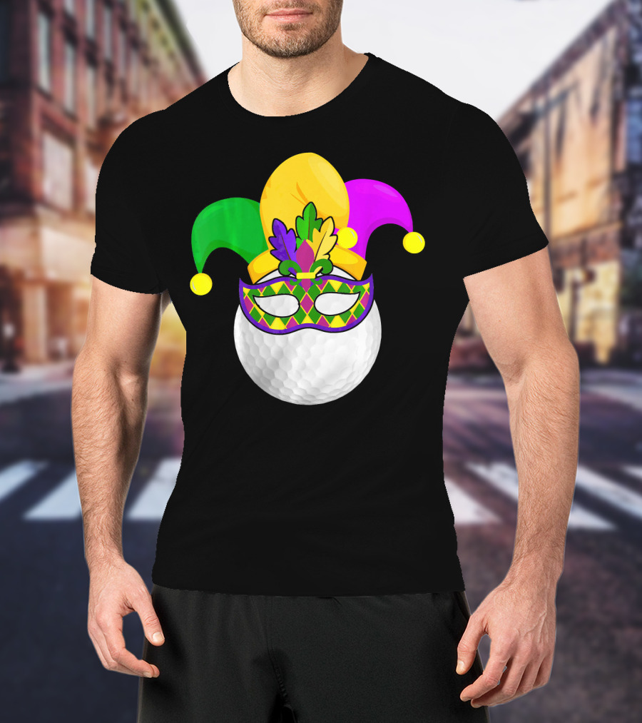 Golf Ball Mardi Gras Jester Hat Carnival Mask T-Shirt