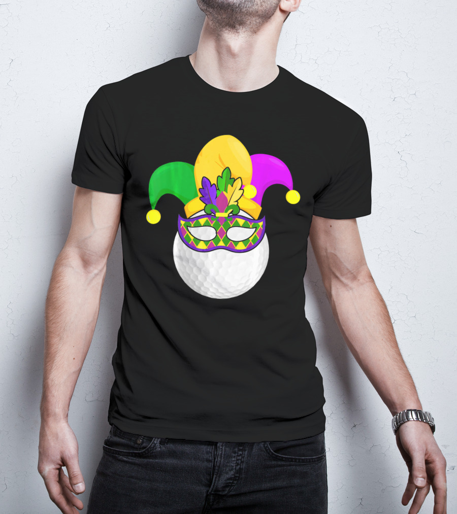 Golf Ball Mardi Gras Jester Hat Carnival Mask T-Shirt