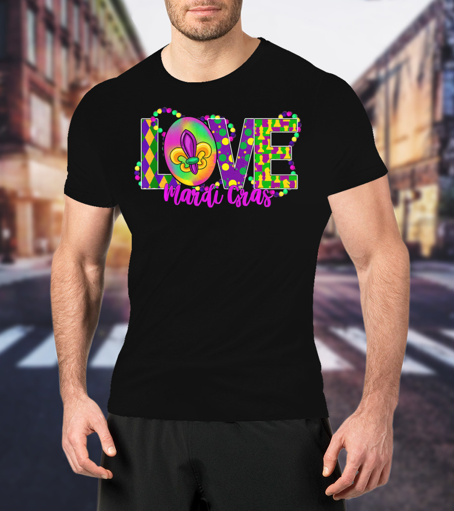 LOVE Mardi Gras Celebration Fleur-de-Lis T-Shirt