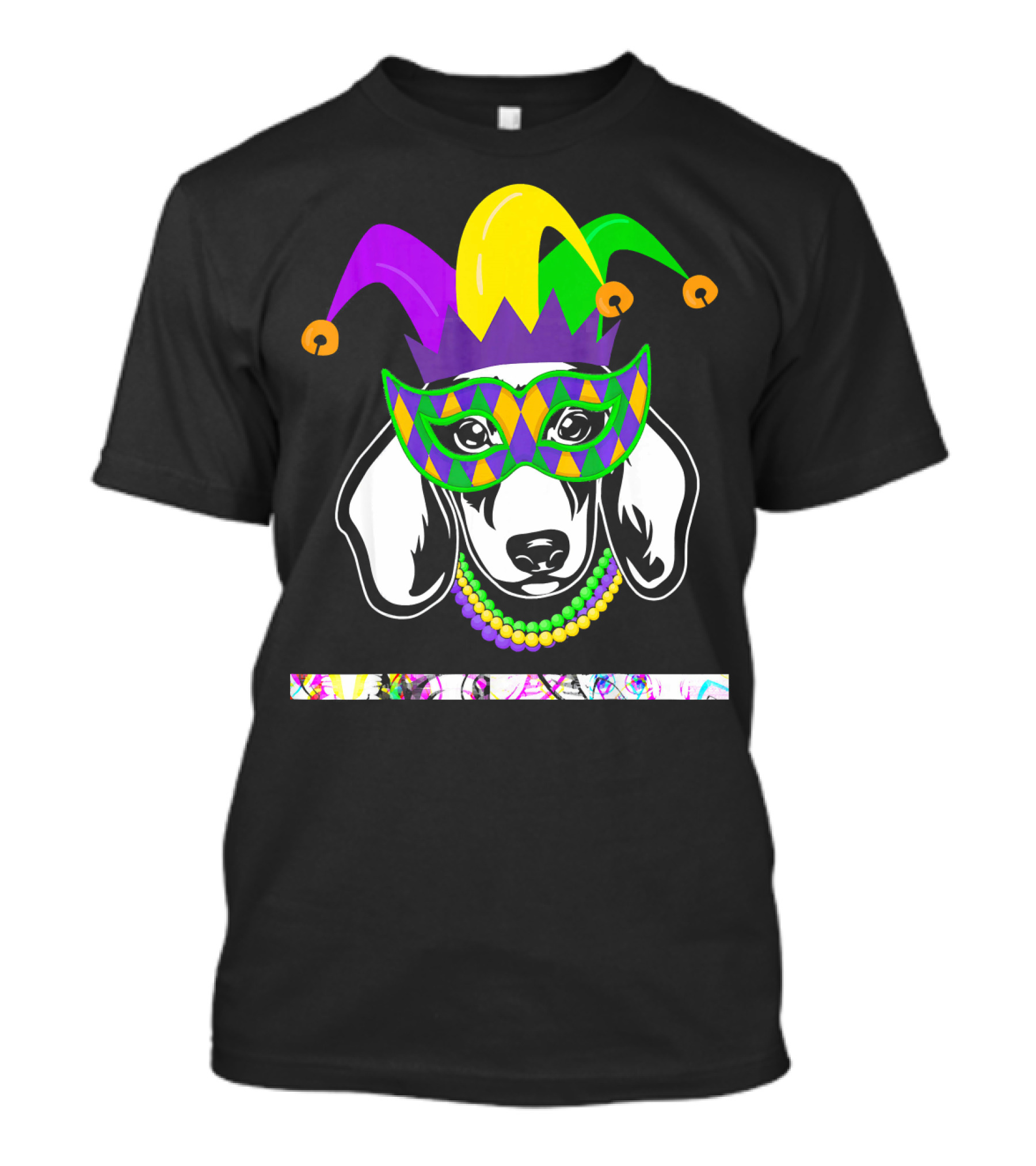 Mardi Gras Dachshund Jester Mask Beads Dogs Love T-Shirt