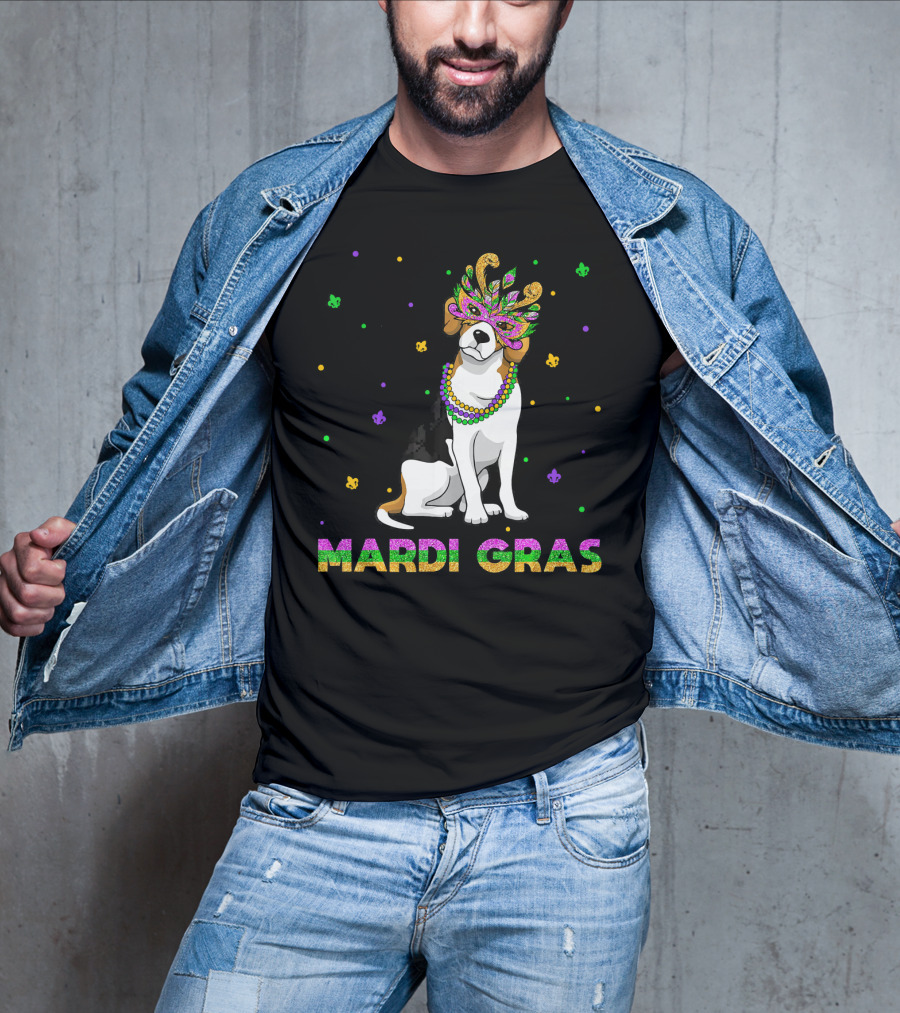 Jack Russell Terrier Mardi Gras Mask Beads Fun T-Shirt