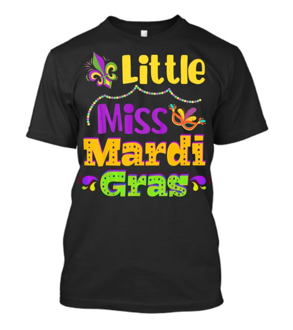 Little Miss Mardi Gras Fleur De Lis Beads Mask T-Shirt